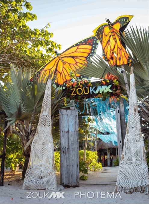 Zouk festival entrance with butterfly decorations